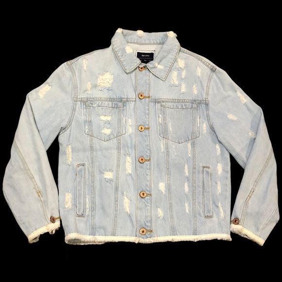 PRICE DROP! BERSHKA DISTRESS JEAN JACKET - Picture 2 of 2